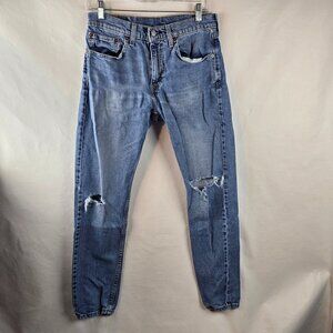 Levi’s 512 Jeans Mens 31x32 Blue Slim Taper Fit Distressed Denim Casual Pants A0